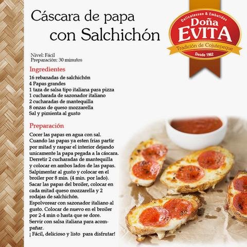 Receta Cáscara de Papa con Salchichón Doña Evita