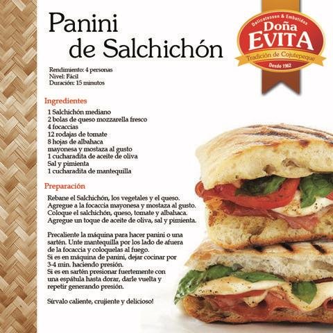Receta Panini de Salchichón Doña Evita