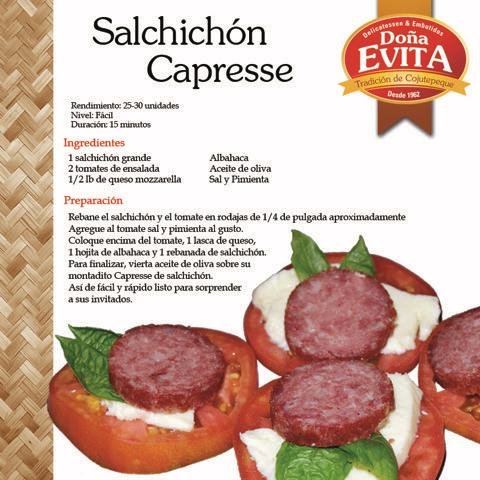 Receta Salchichón Capresse Doña Evita
