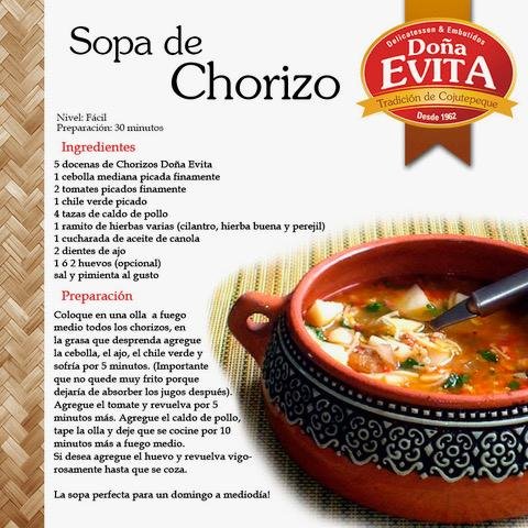 Receta Sopa de Chorizo Doña Evita