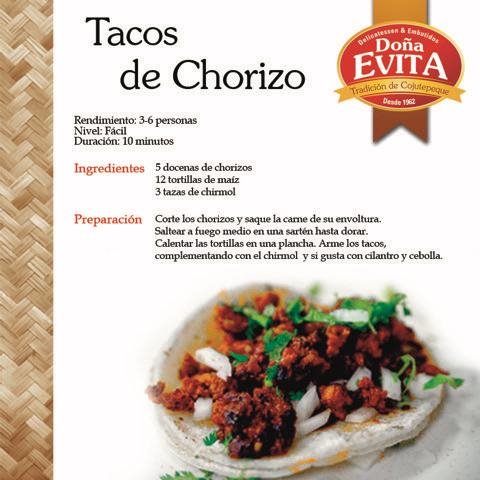 Receta Tacos de Chorizo Doña Evita